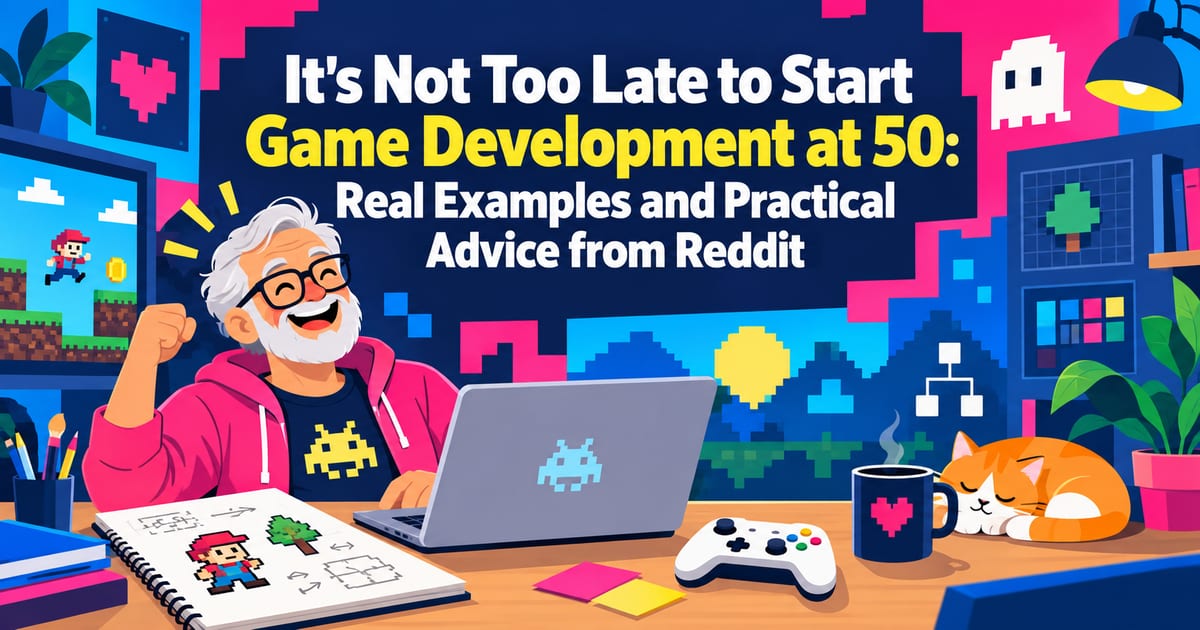 Não é tarde para começar a desenvolver jogos aos 50 — exemplos do Reddit e conselhos realistas