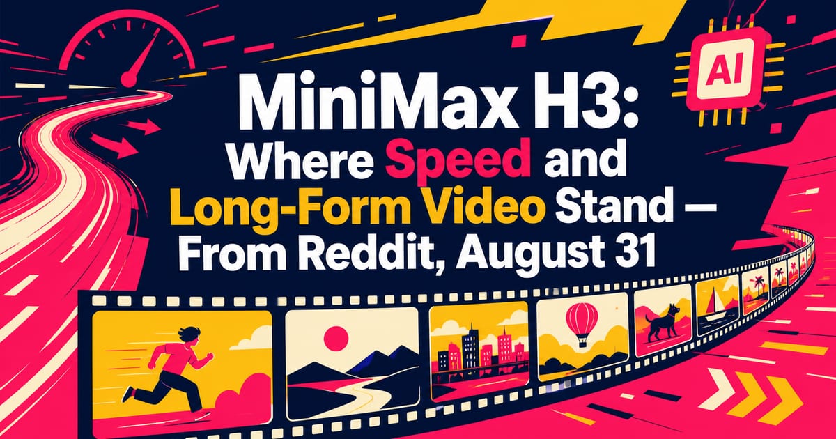 MiniMax H3: onde estamos em velocidade e duração — do Reddit em 31 de agosto