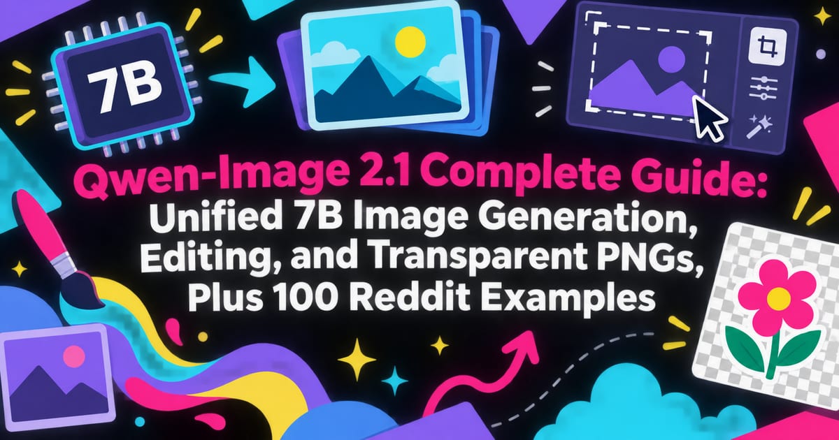 Guia completo do Qwen-Image 2.1: geração, edição e PNG transparente com 7B, com 100 exemplos comentados no Reddit