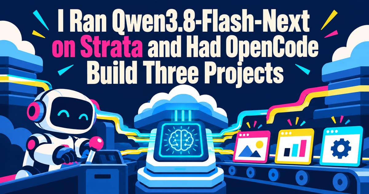 Executei o Qwen3.8-Flash-Next no Strata e pedi ao OpenCode para criar três projetos